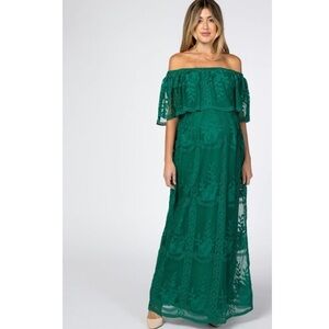 PinkBlush off the shoulder lace maxi dress maternity nwot